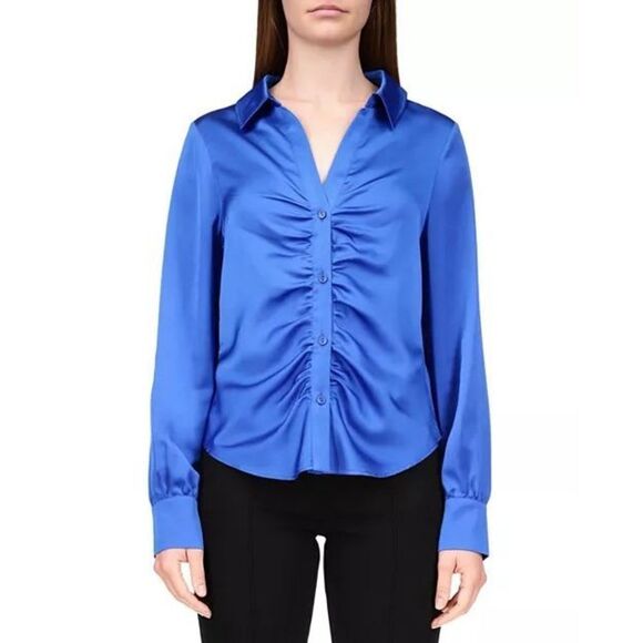 Sanctuary Time To Shine Ruched Shirt in galactic color royal blue size XL NWOT - Picture 1 of 13